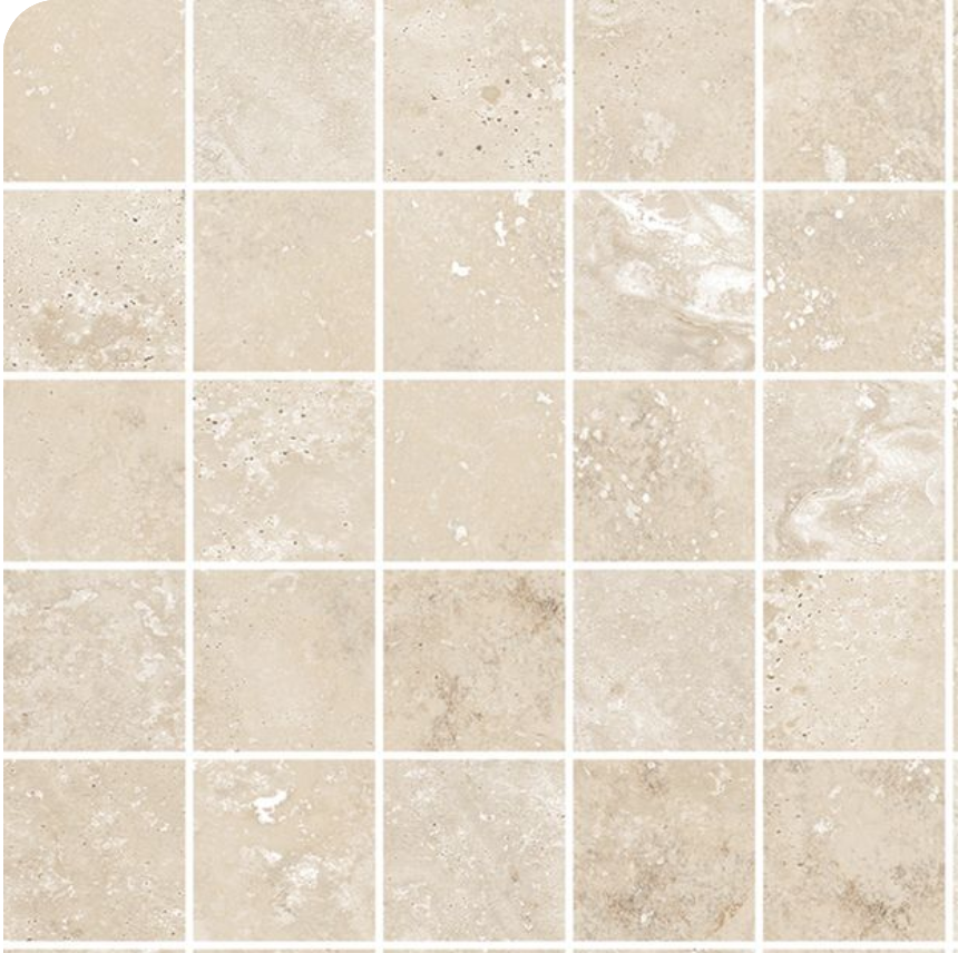 TRAVERTIN BEIGE 4,7X4 30X30 MosMOSAICO SU RETE