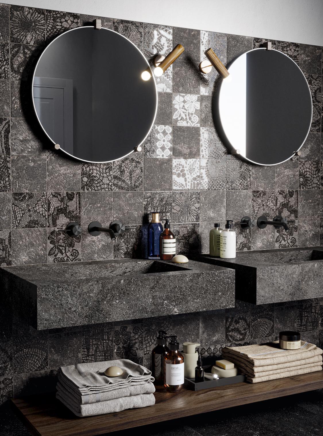 Ванная в стиле рустик-модерн с Piemme Ceramiche