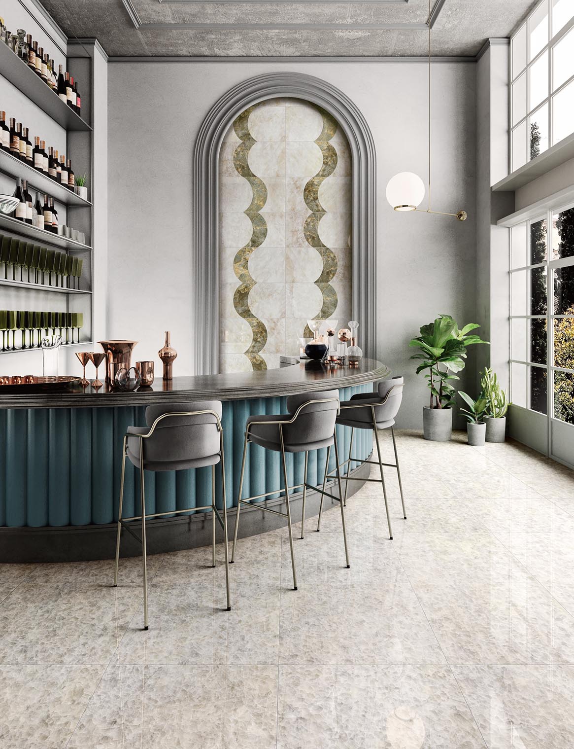 Бар с декоративной аркой коллекции Opulence от Piemme