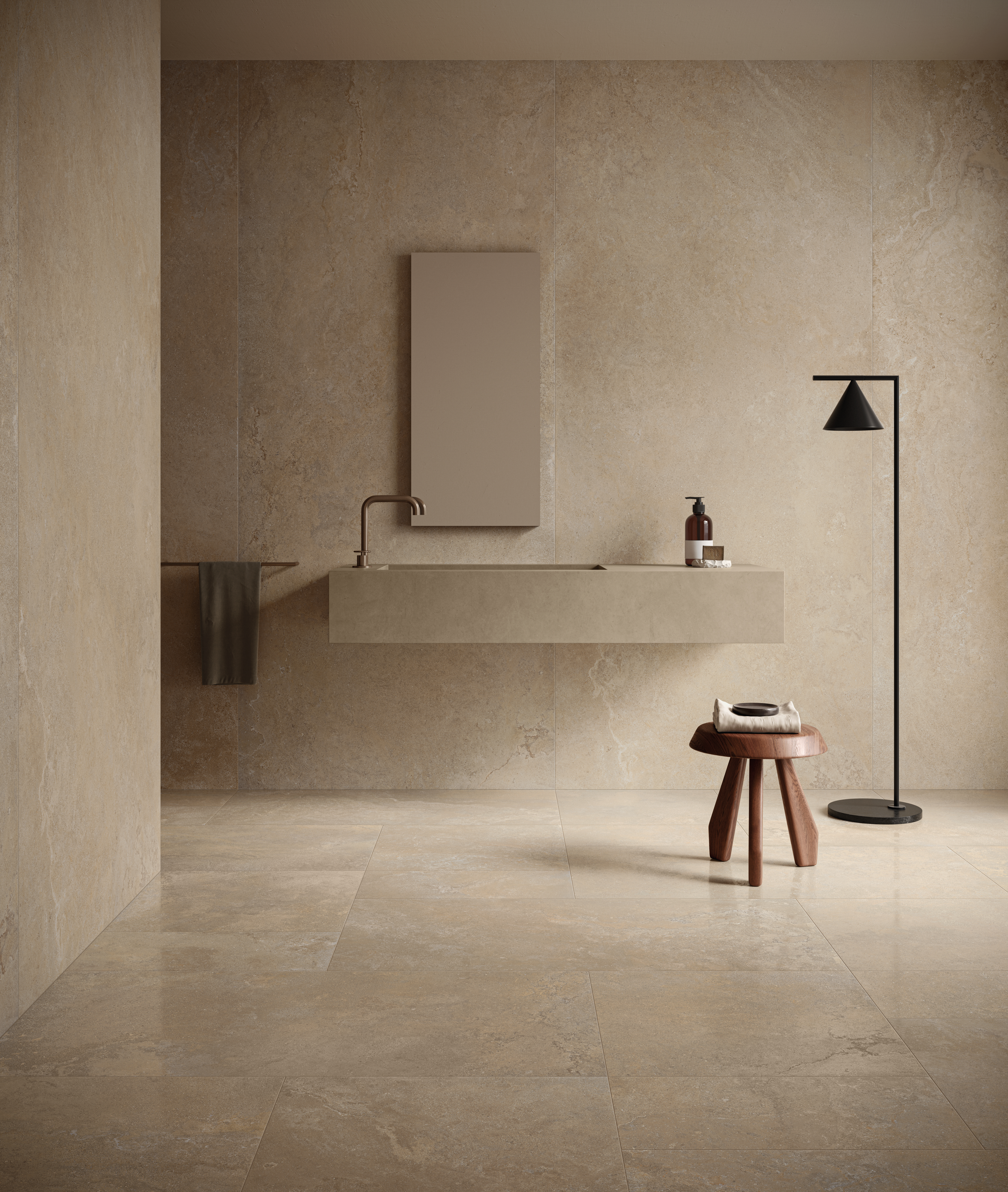 Ванная в бежевой палитре с Piemme Limestone French Beige