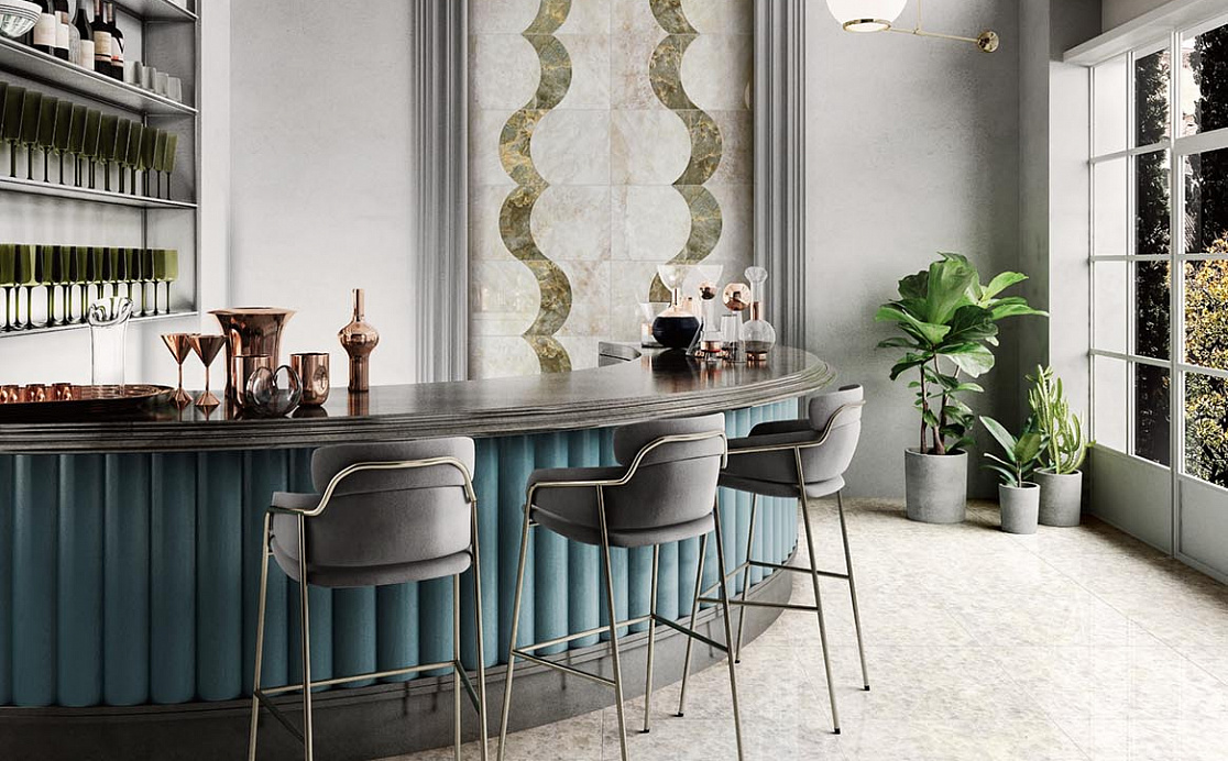Бар с декоративной аркой коллекции Opulence от Piemme