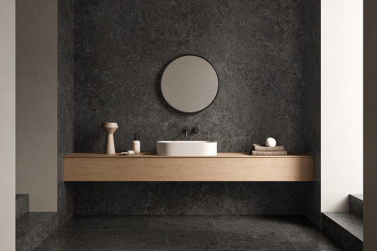 Ванная комната с Limestone Belgium Black
